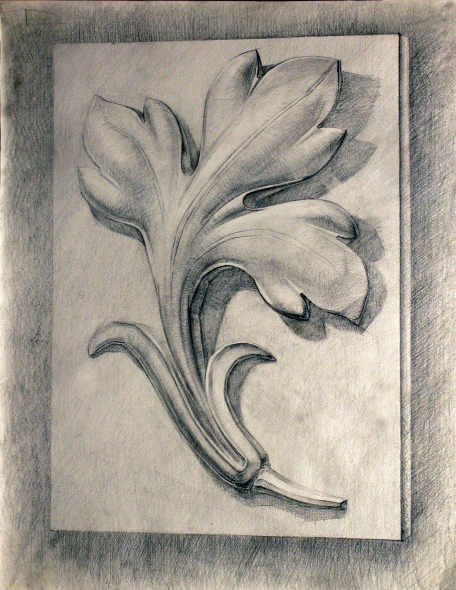 Рельеф лист аканта гипс