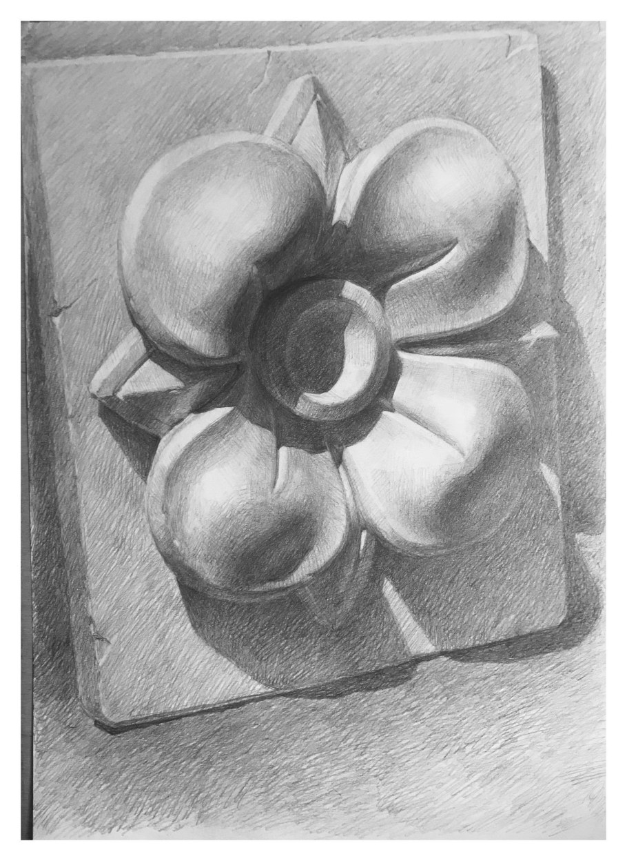 Гипсовая розетка пятилистник Академический рисунок