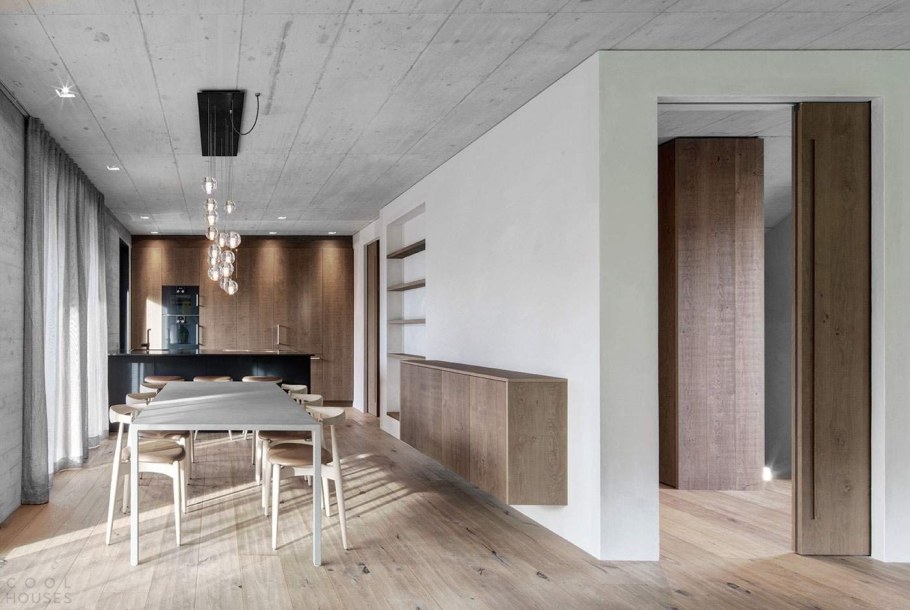 Бетон и дерево в интерьере