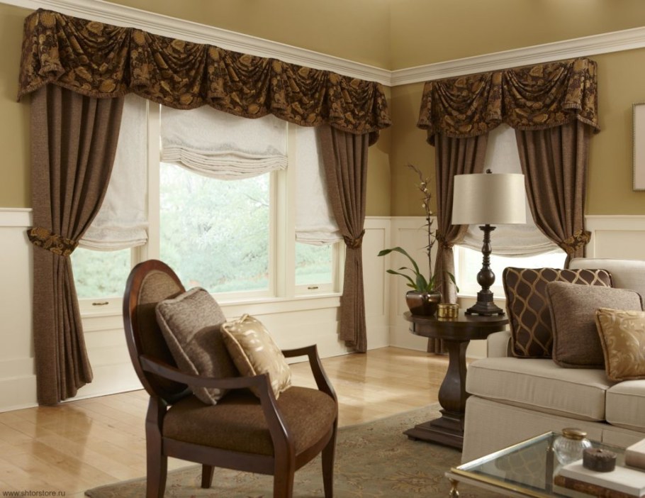 Шторы в английском стиле для гостиной