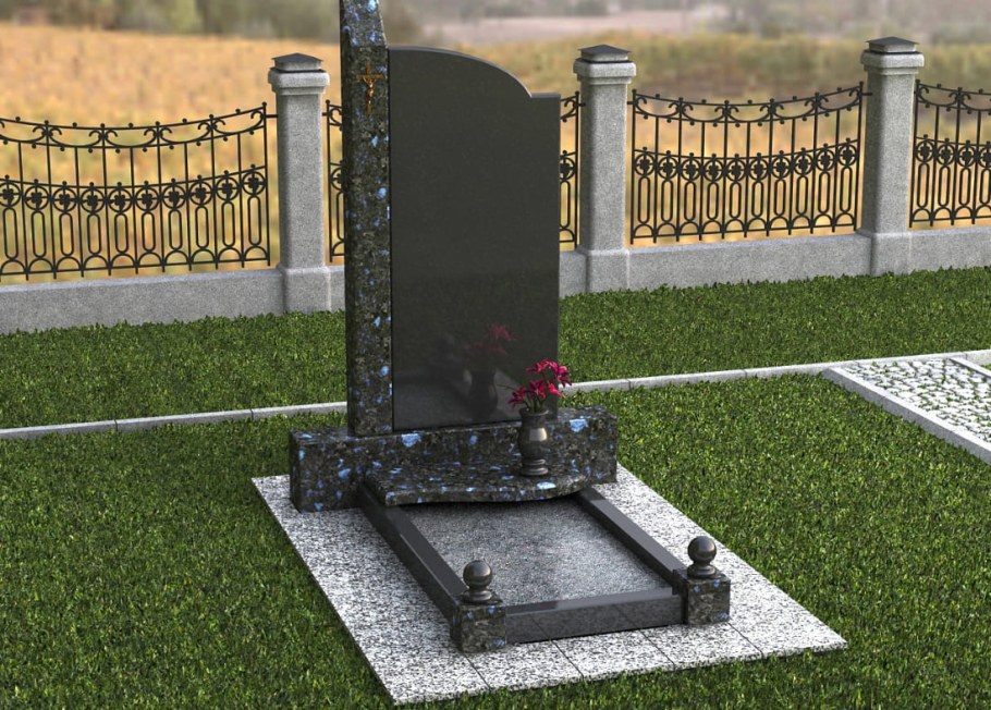 Могильный комплекс из красного и чёрного гранита