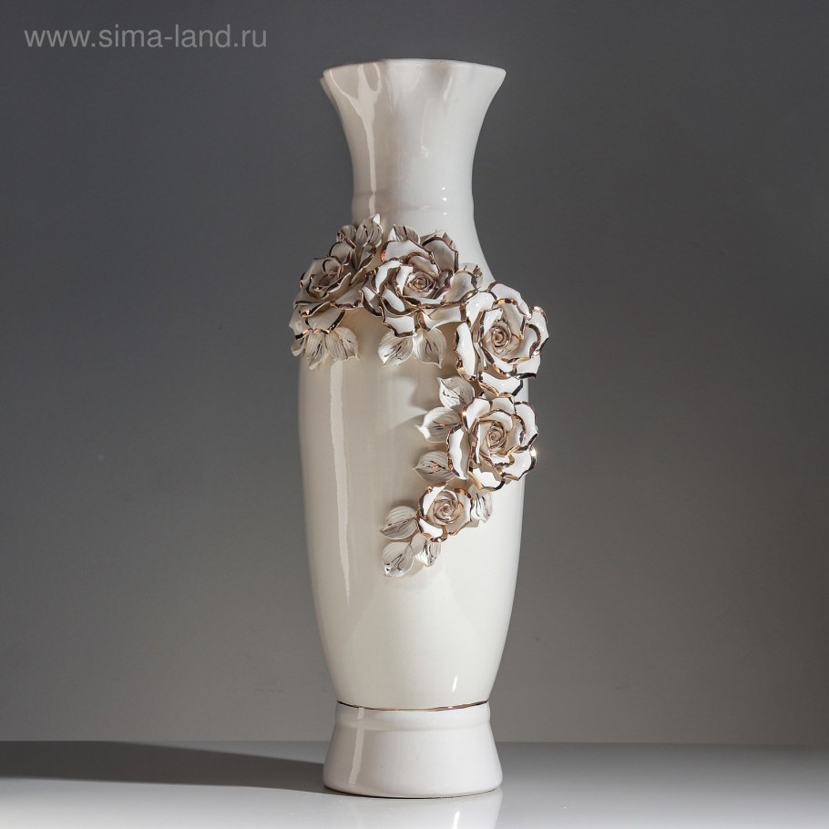 Ваза Илона напольная 62 см лепка золото