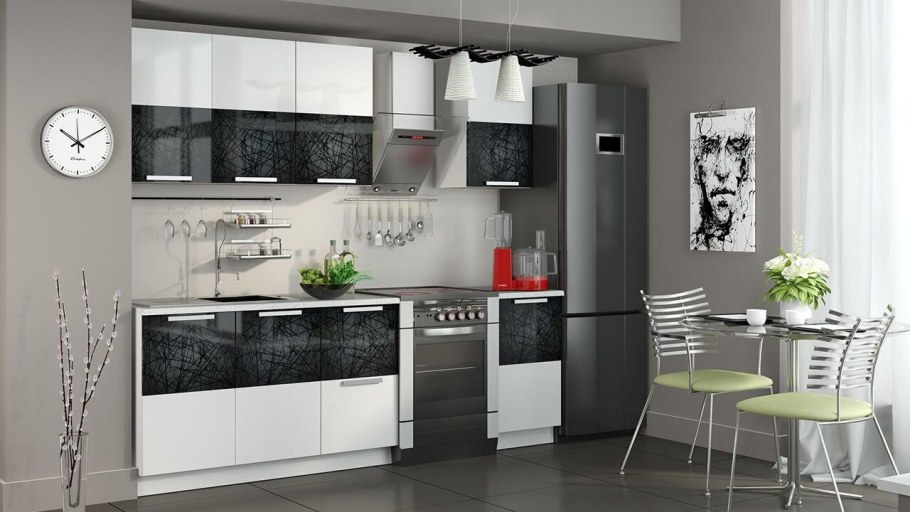 Кухонный гарнитур фэнтези белый универс, Лайнс 2,4м