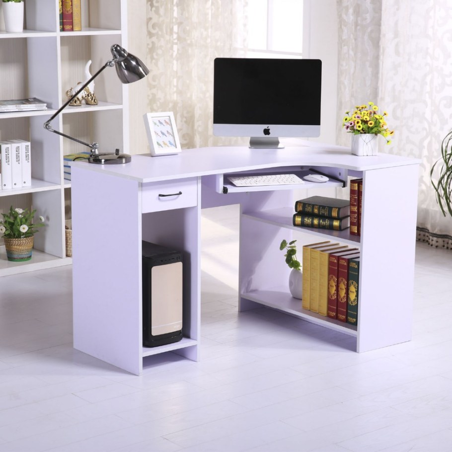 Стол компьютерный угловой белый