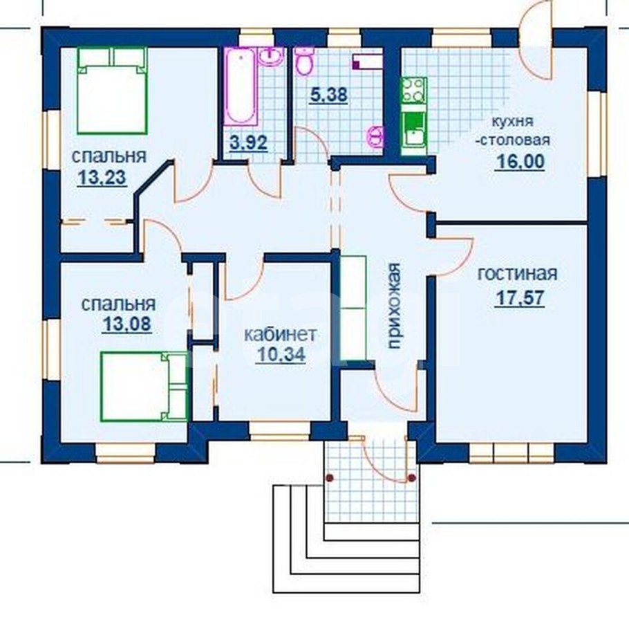 Планировка 4 комнатного одноэтажного дома