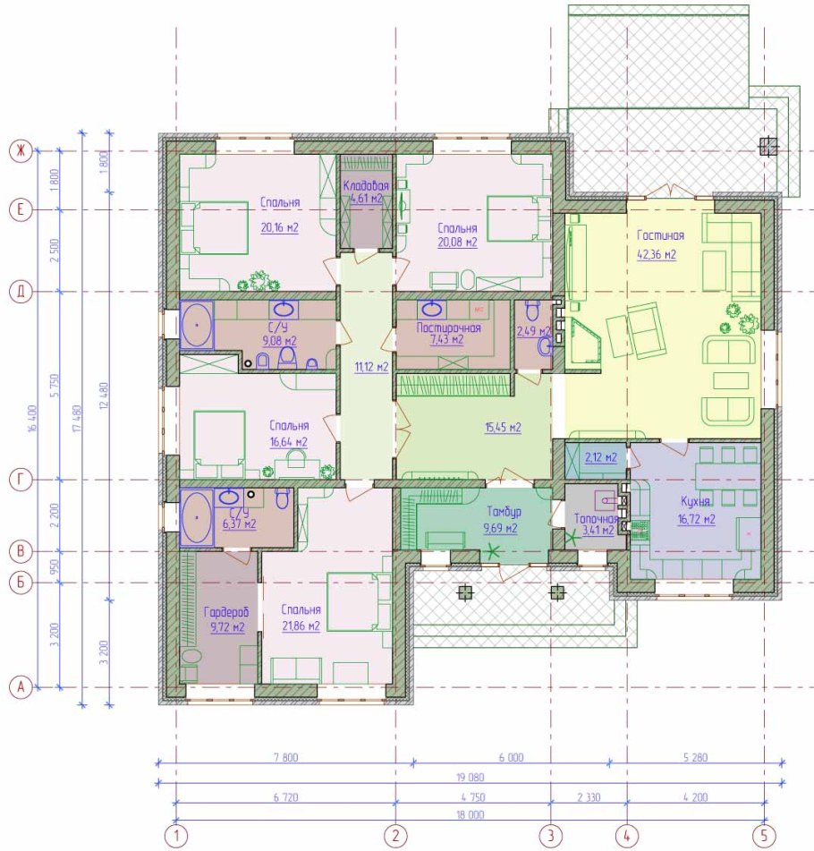 Планировка 3х комнатного дома одноэтажного