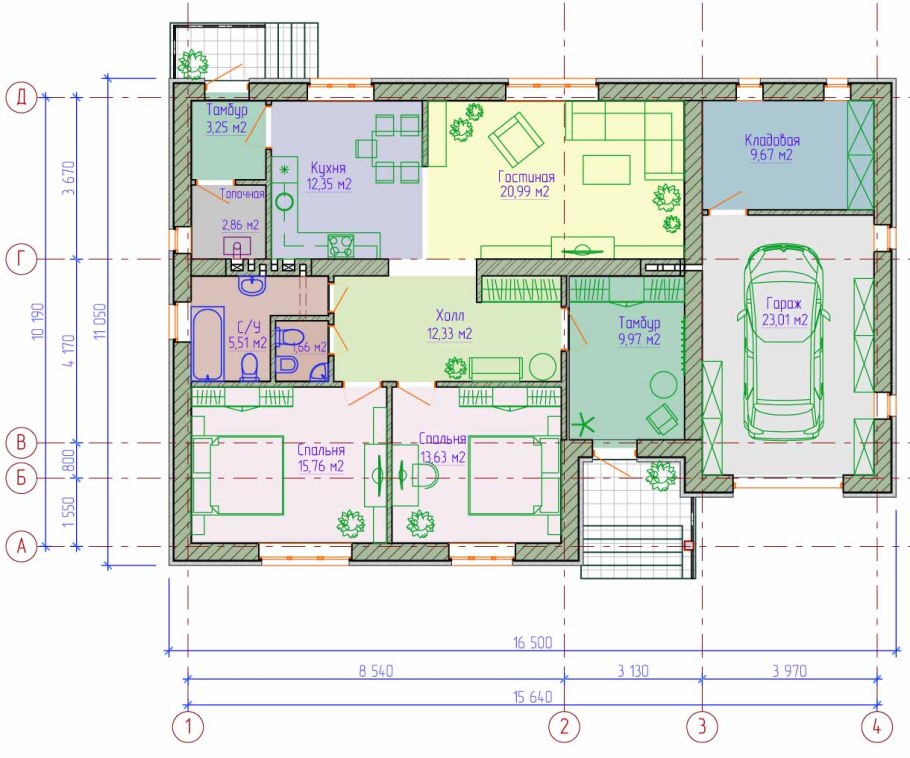 Проекты одноэтажных сельских домов