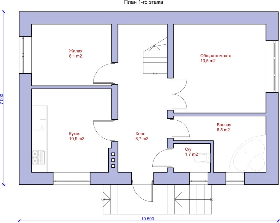 Одноэтажный дом схема проекта