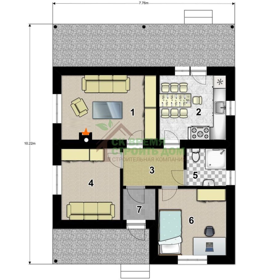 Планировка одноэтажного дома 85 м2