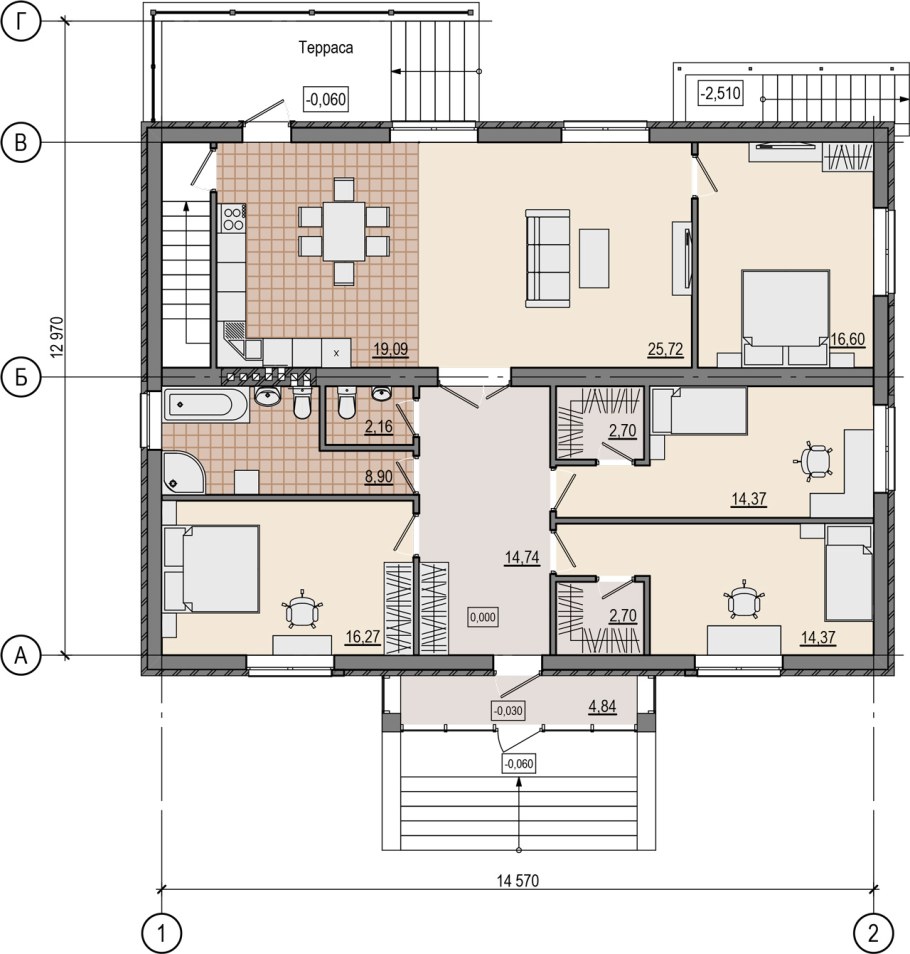 Планировка одноэтажного дома 15х11