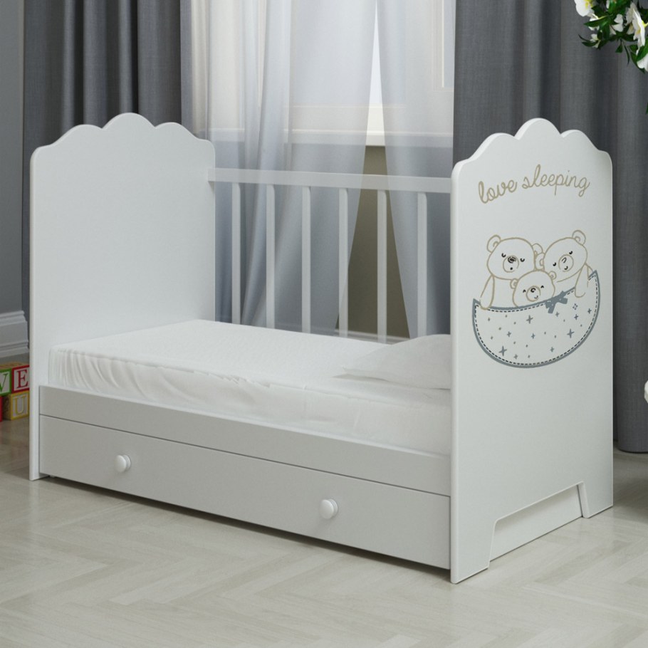 Кровать детская ВДК Love sleeping маятник ящик белый