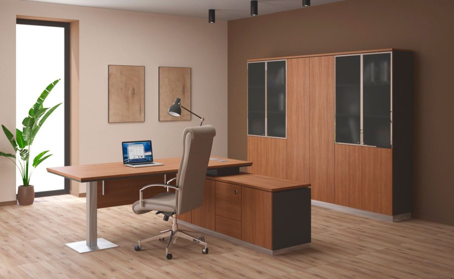 Стол руководителя 1800 1800 750 орех ногаро