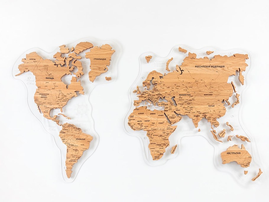 3d карта мира деревянная