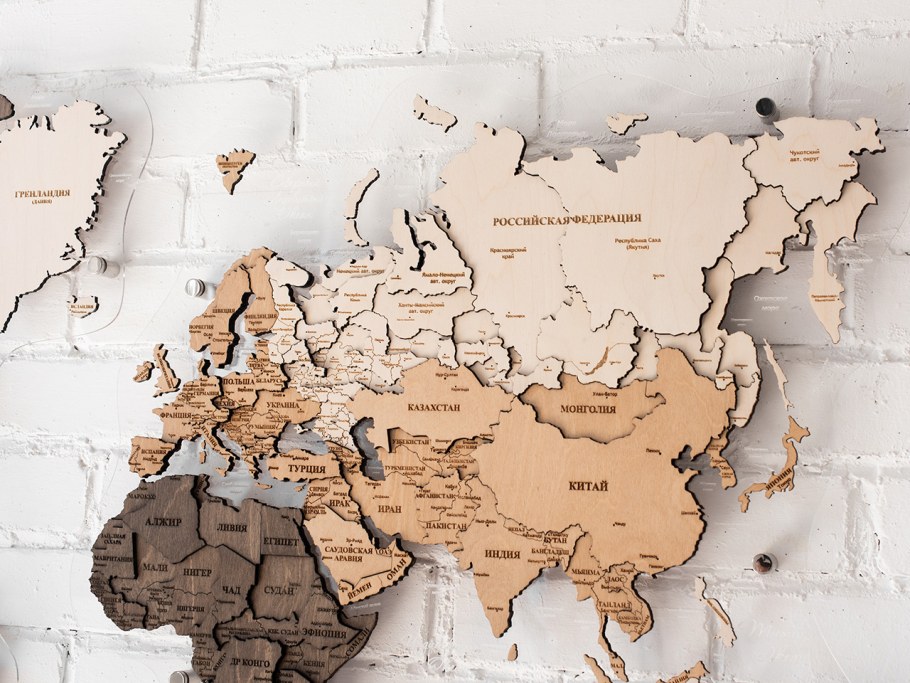 Деревянная карта мира сборная