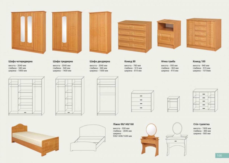 Спальный гарнитур Венера схем камода