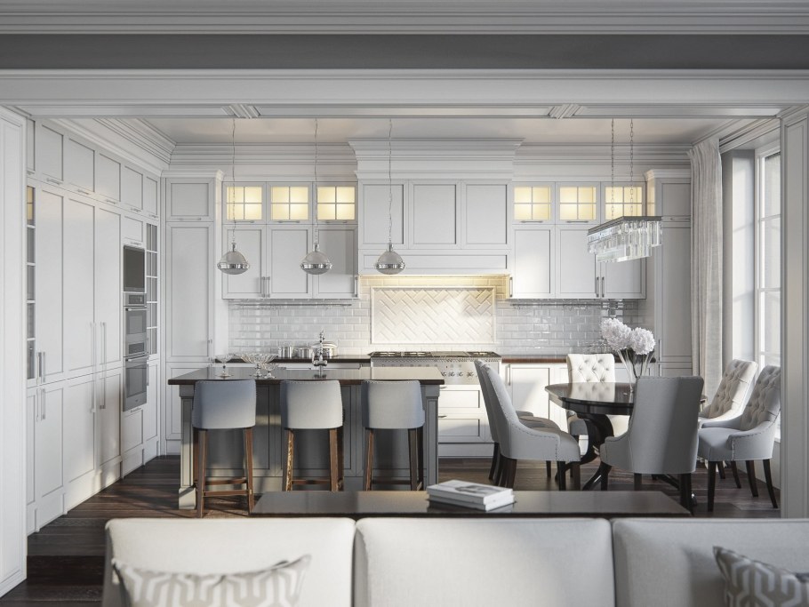 Кухня-столовая-гостиная Неоклассика