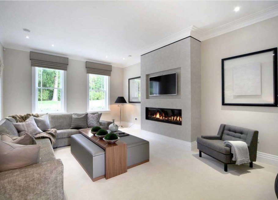 Гостиные с камином в современном стиле