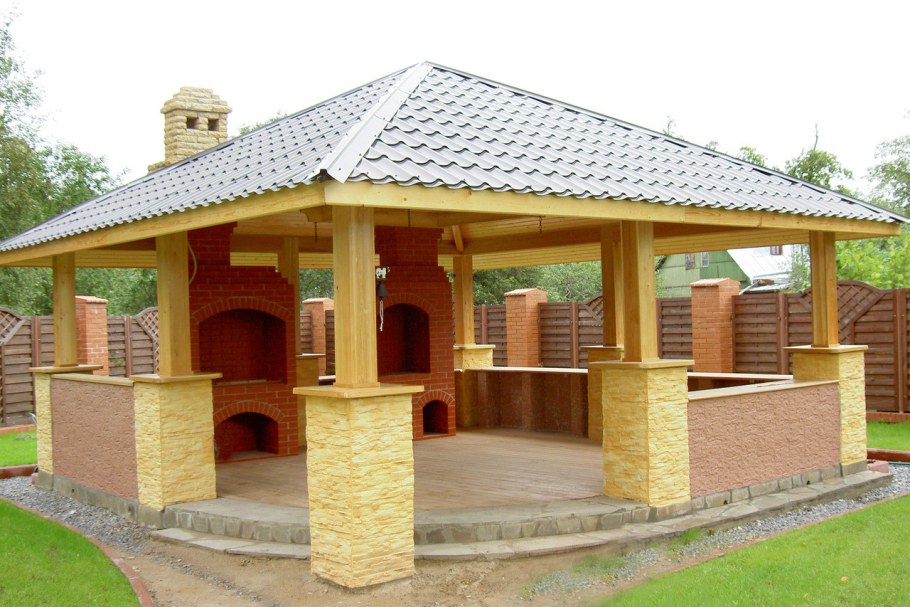 Кирпичная беседка 5х5