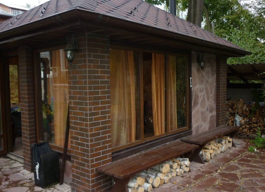 Отделка фасада беседки