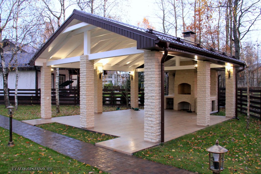 Навес на кирпичных Столбах