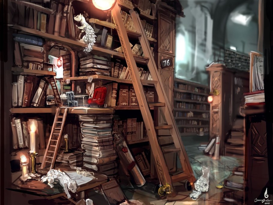 Книжная полка арт фэнтези