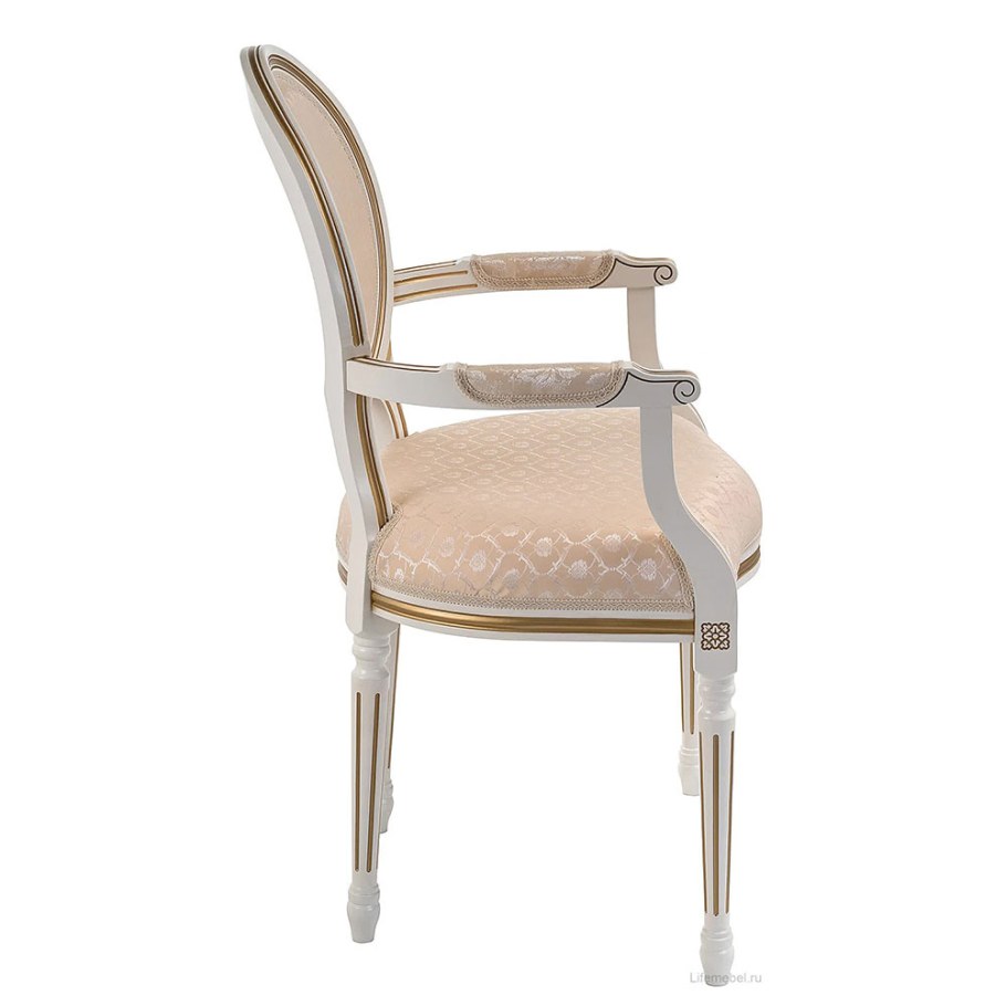 Кресло Данте молочный с золотой патиной