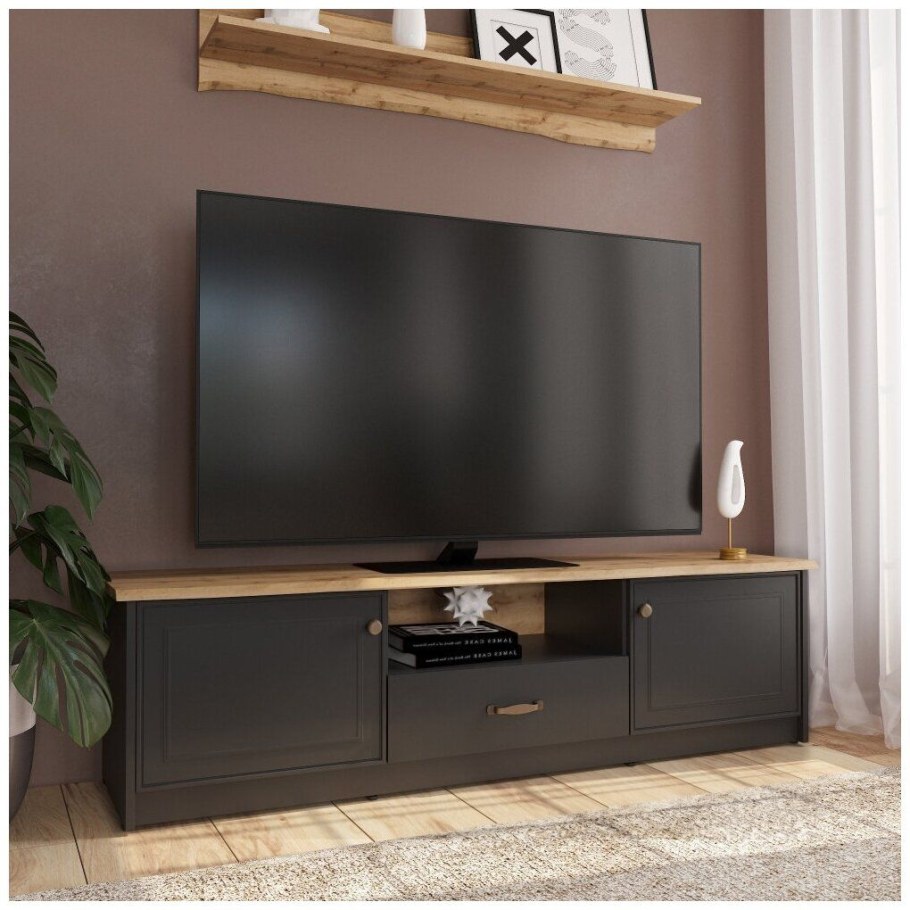 Тумба под телевизор лазурит белая