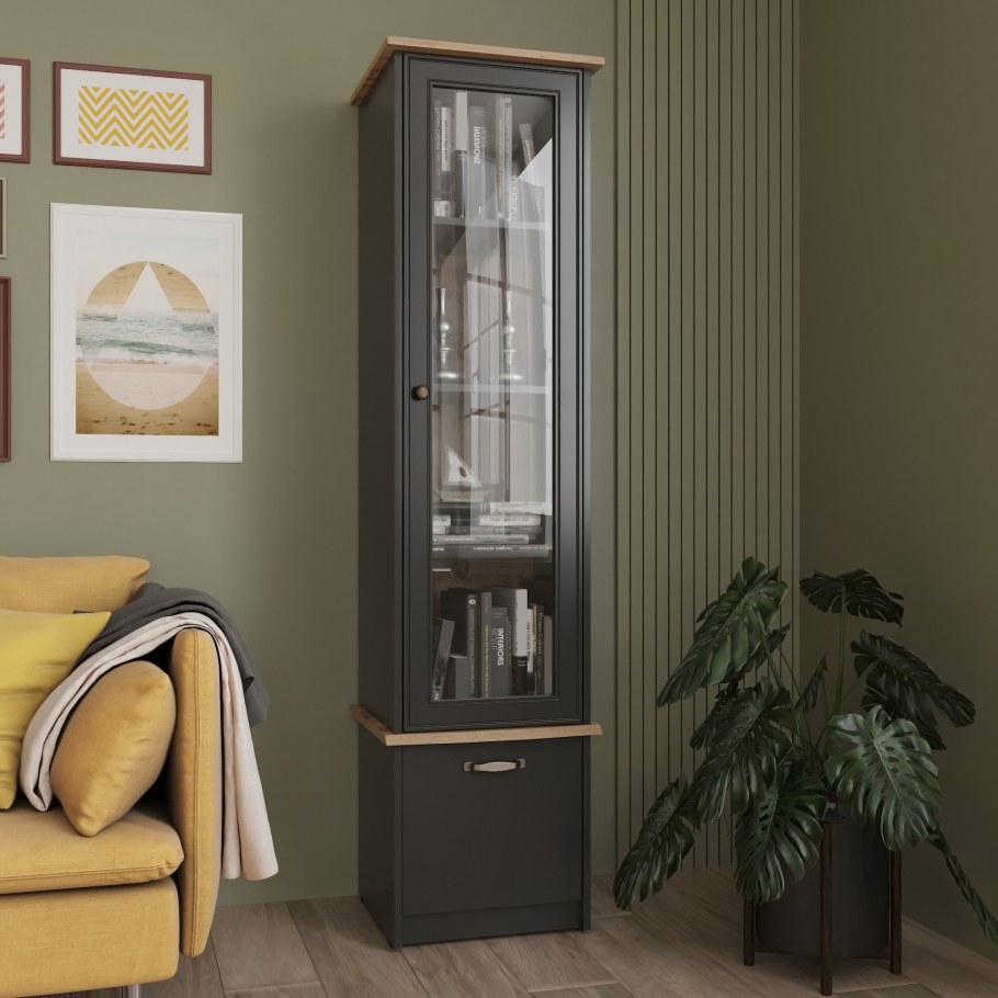 Lazurit обувница Перфетто графит дуб