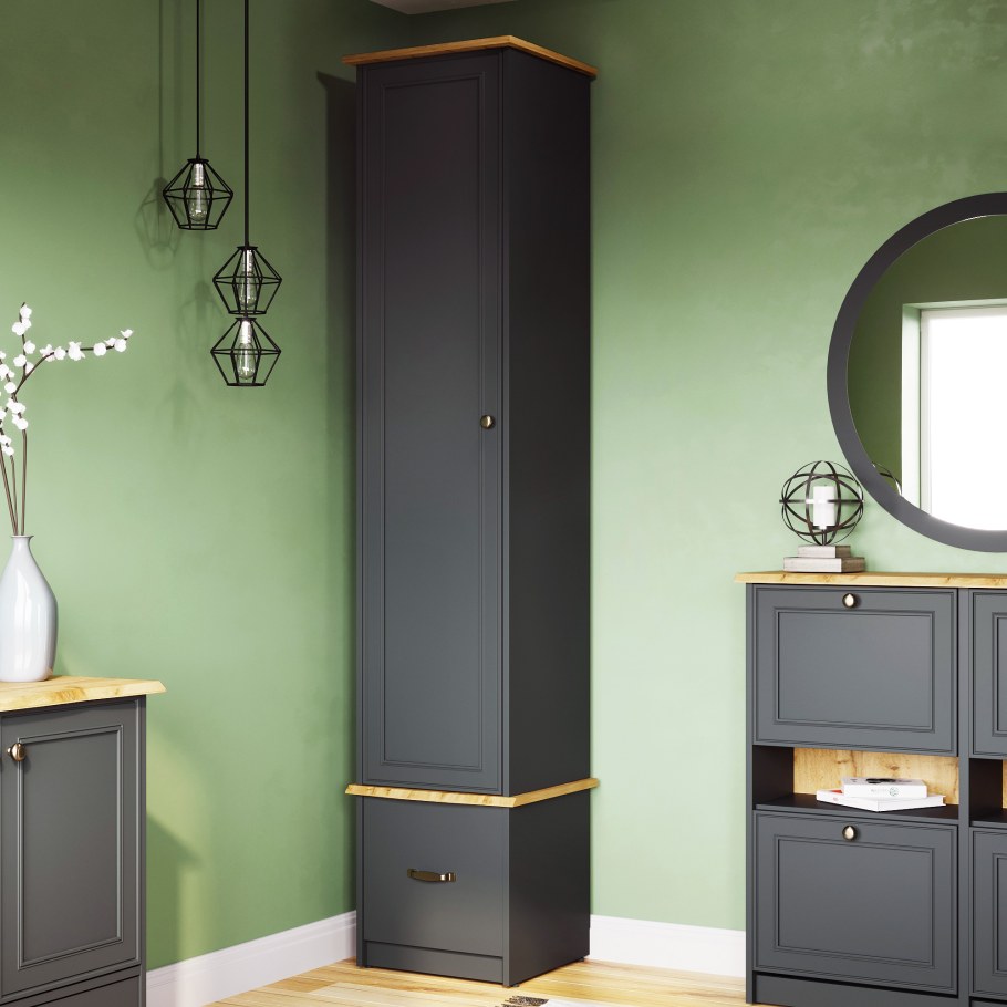 Lazurit обувница Перфетто графит дуб