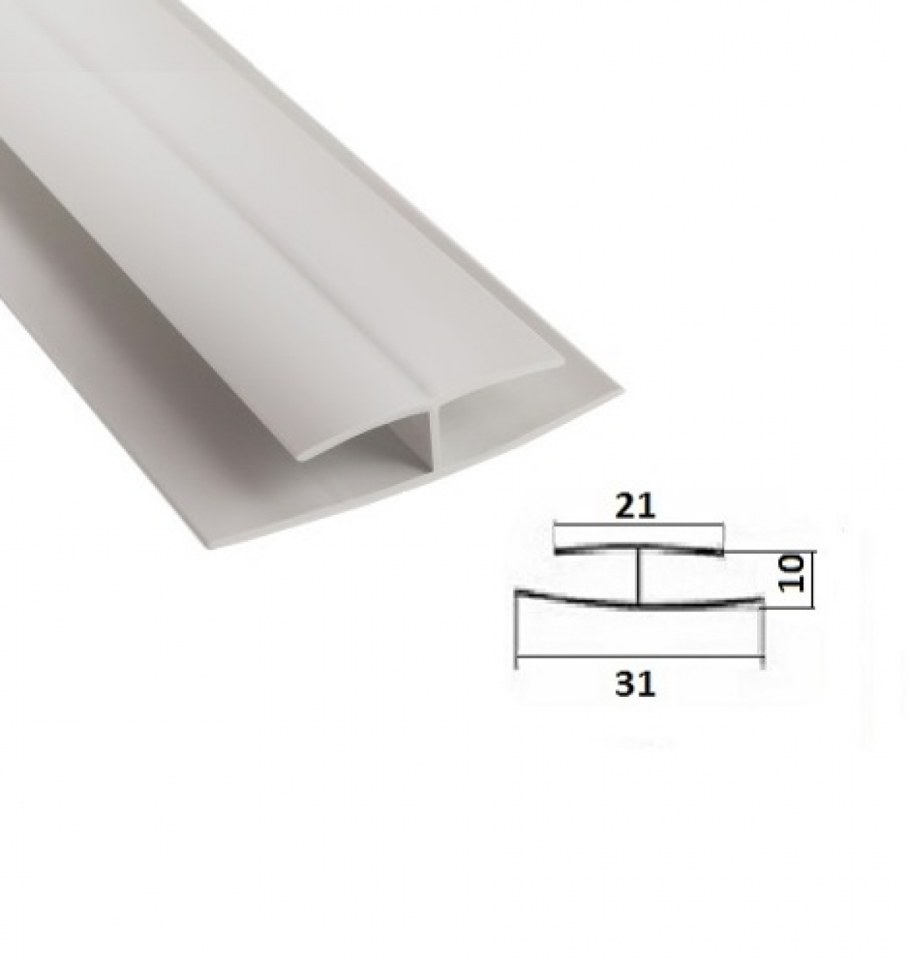 H профиль стыковочный ПВХ белый 3м.п.
