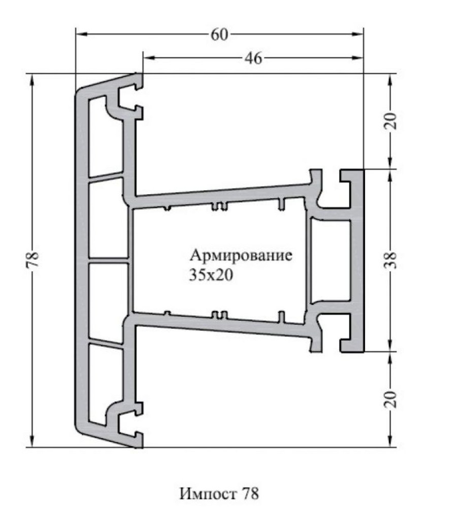 Профиль 58 мм KBE импост