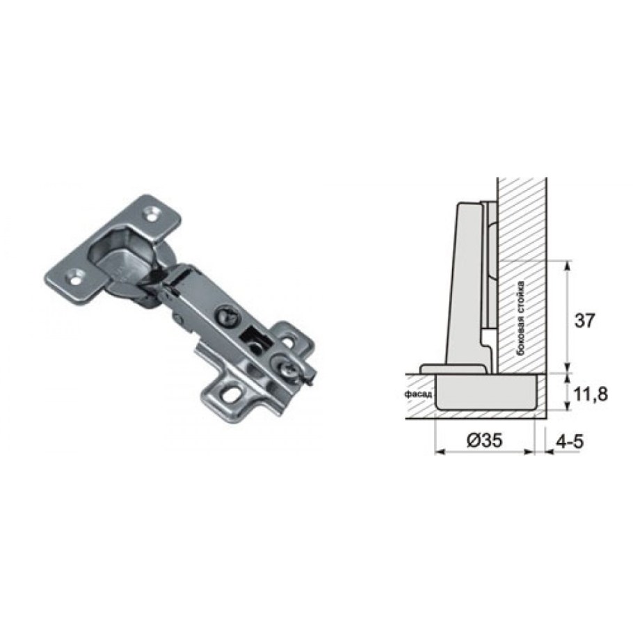 Петля 4х шарнирная накладная с доводчиком 110 град.