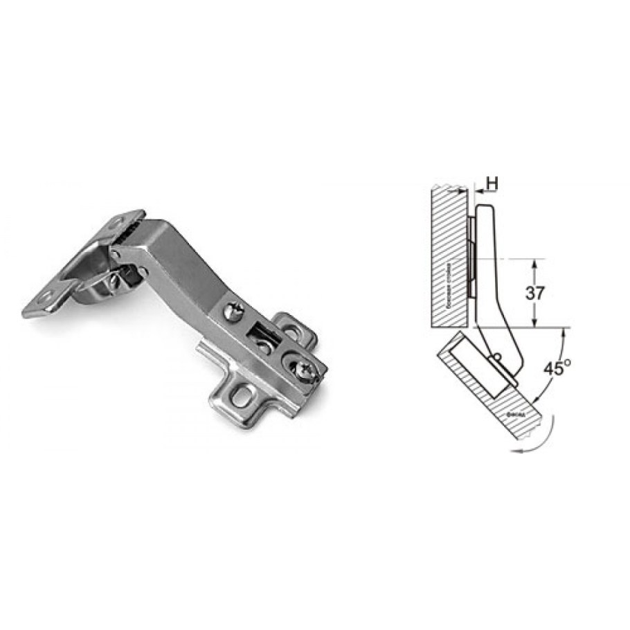 Петля мебельная угловая 45 с доводчиком Pulse