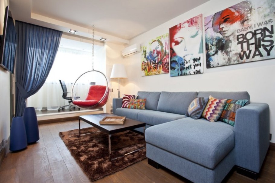 Молодежный интерьер гостиной