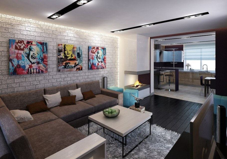 Кухня гостиная в стиле поп арт