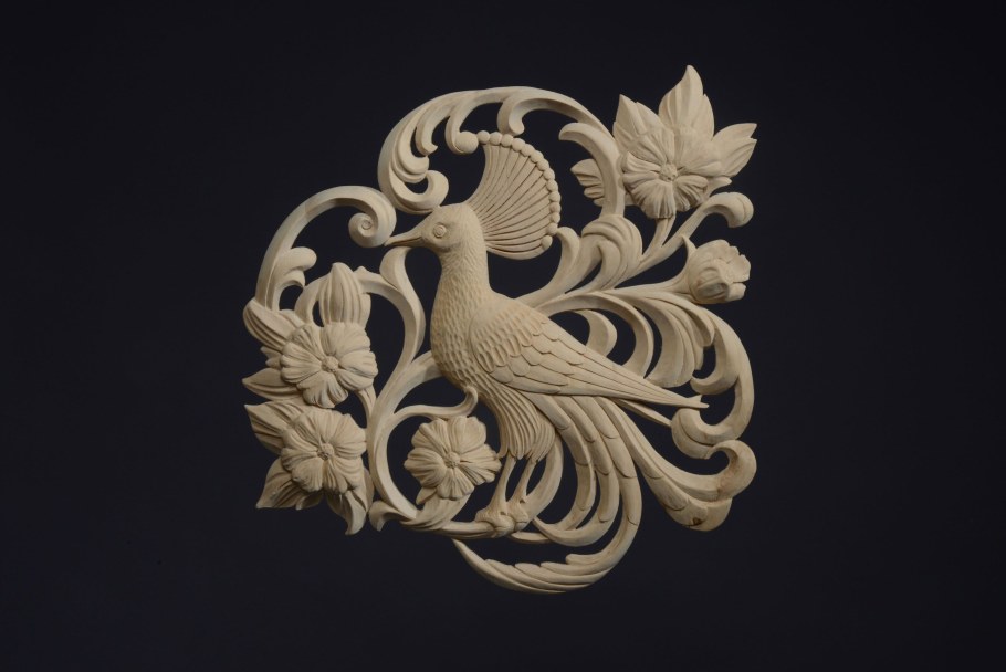 Кудринская резьба кедр птица Сирин