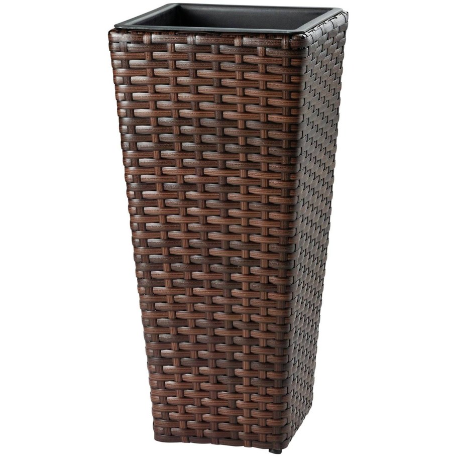 Кашпо ротанг 28х28х60 см искусственный ротанг антрацит