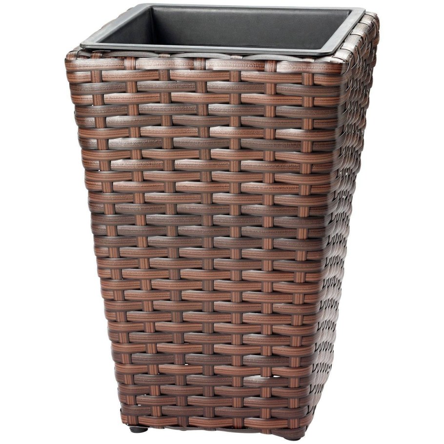 Кашпо полиcтоун "Driftwood" серое d44 h13