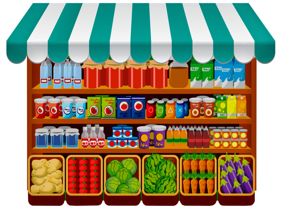 Прилавок с продуктами для детей