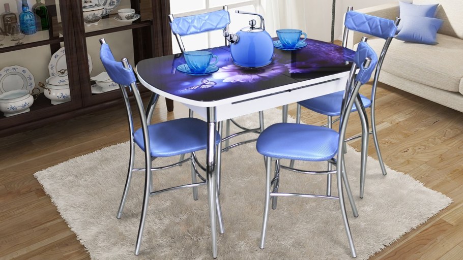 Стол кухонный синий