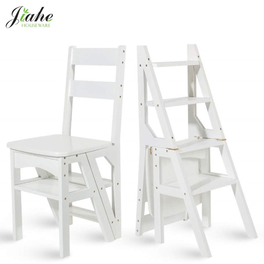 Стремянка белая деревянная