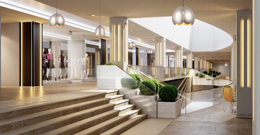 Интерьер холла в торговом центре