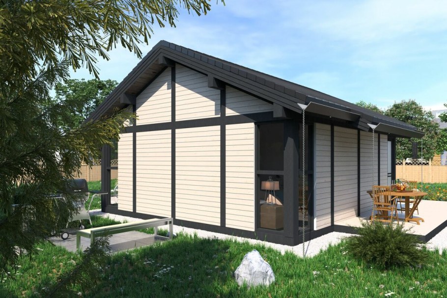 Баня в стиле фахверк с террасой