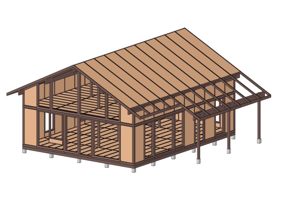 Пристройка с односкатной крышей