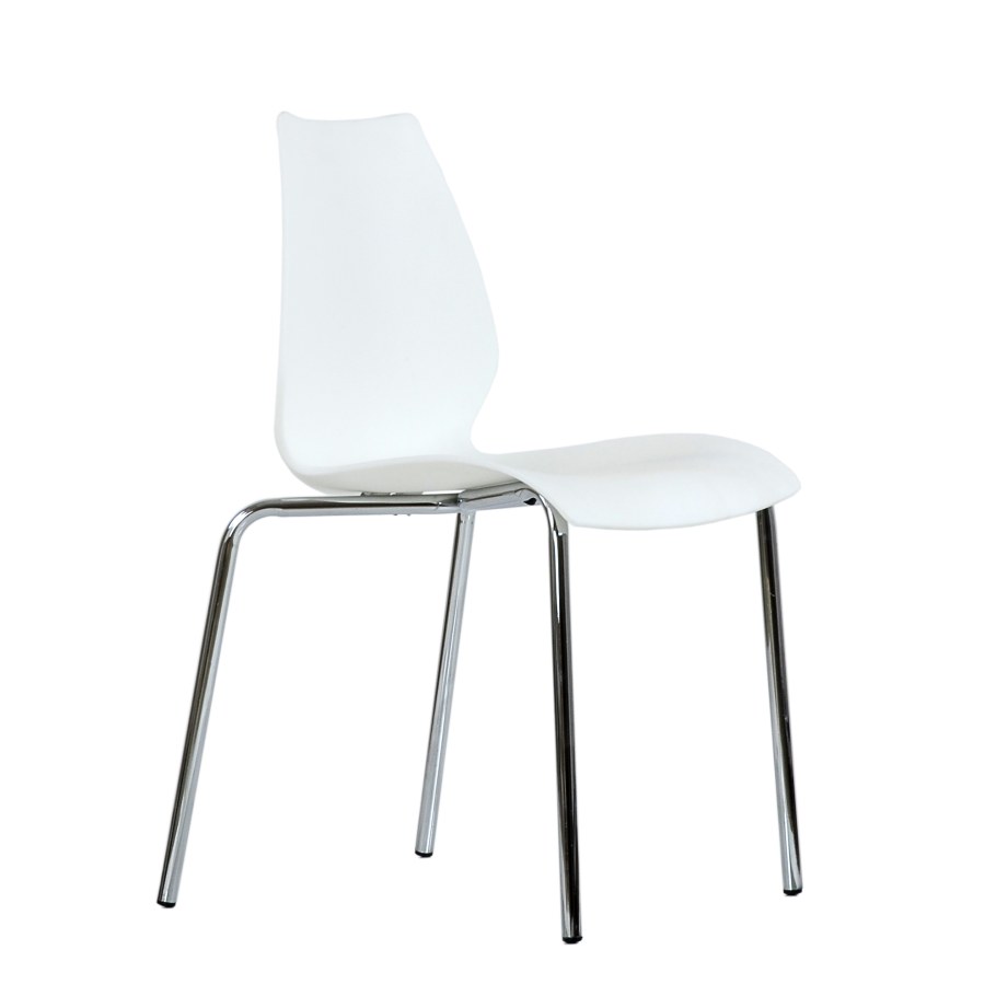 Стул Barneo n-234 Lili хром металл, стопируемый, белый