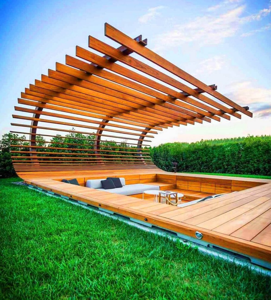 Деревянная пергола навес Модерн