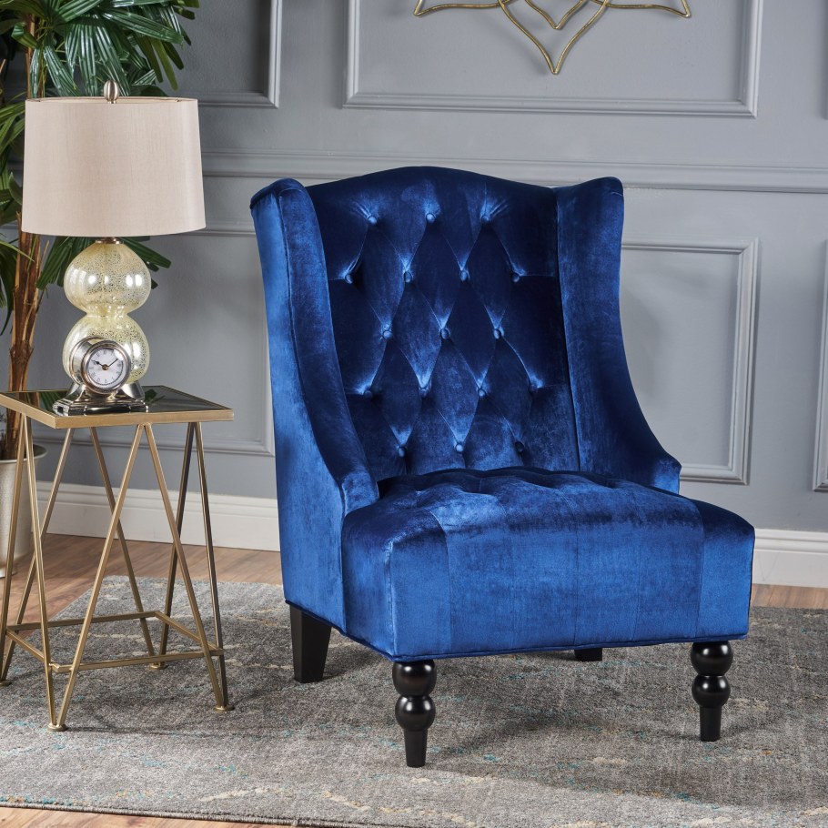Velvet Wingback Chair