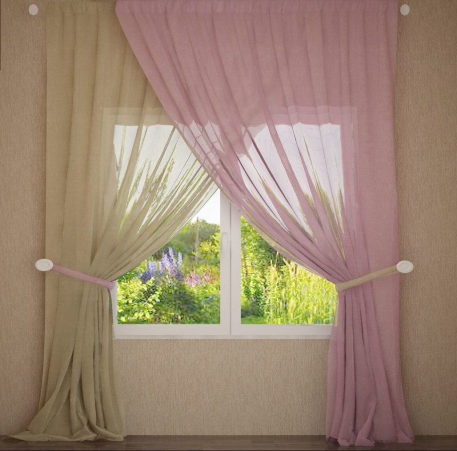 Штора из разных тюлей