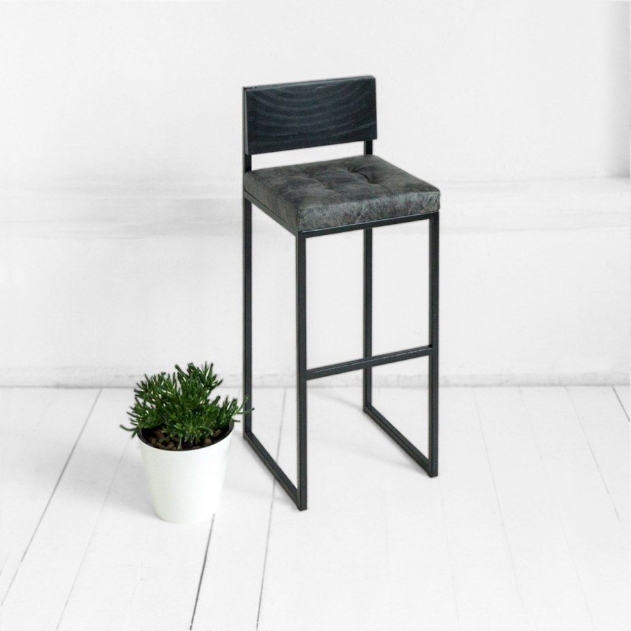 Стул барный лофт-1 со спинкой, черный