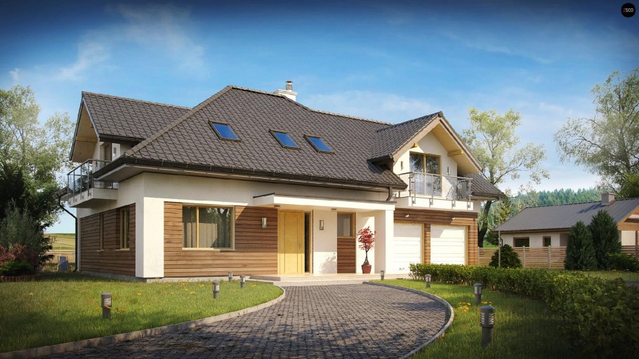 Одноэтажный дом с мансардой 200 кв